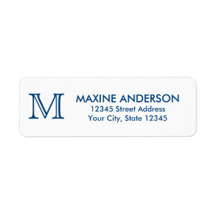Étiquette Moderne classique élégant marine bleu Monogramme i