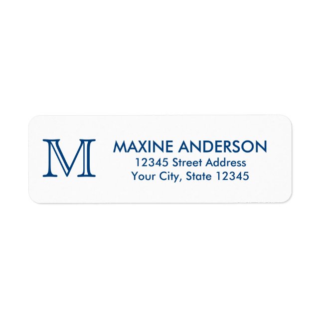 Étiquette Moderne classique élégant marine bleu Monogramme i (Devant)