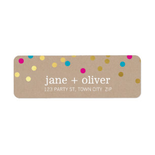 Étiquette MODERNE confetti mignon taches or rose aqua kraft