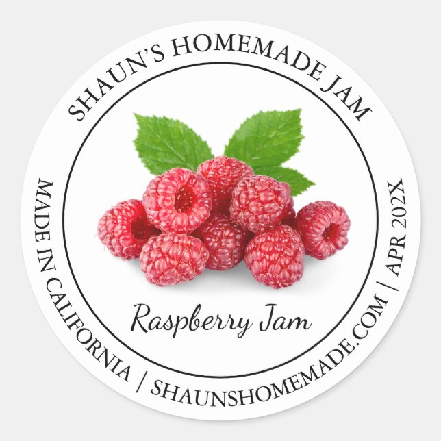 Étiquette moderne de confiture de framboise (Devant)