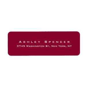 Étiquette Moderne Élégant Cute Unique Couleur Rouge Foncé