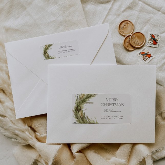 Étiquette Moderne élégante couronne de Noël Adresse de retou (Créateur téléchargé)