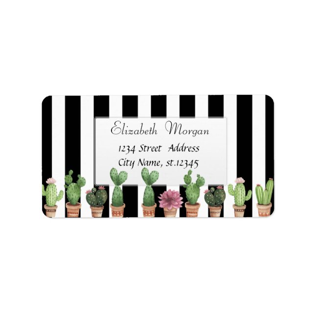 Étiquette Moderne et élégant Cactus noir bande (Devant)