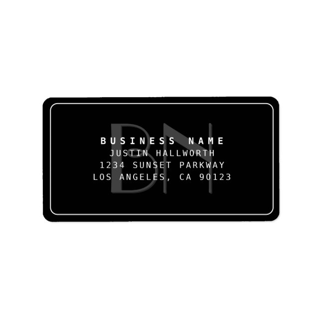 Étiquette Moderne Faux Embossés Monogramme Adresse d'entrepr (Devant)