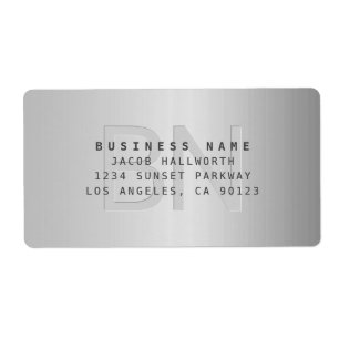Étiquette Moderne Faux Metal Monogramme Adresse professionne