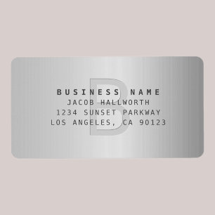 Étiquette Moderne Faux Metal Monogramme Adresse professionne