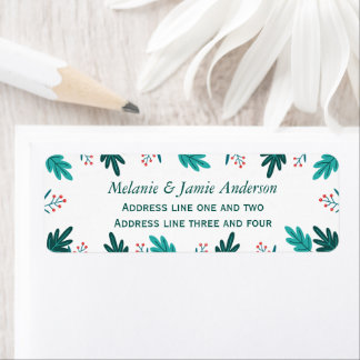 Étiquette Moderne feuilles et baies Noël personnalisé