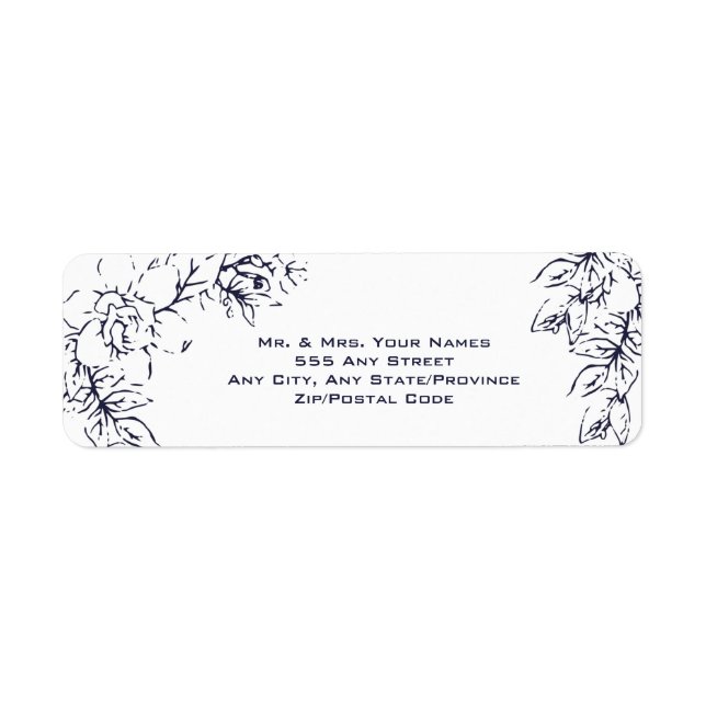 Étiquette Moderne, Gardenia, Marine et Blush, Mariage (Devant)
