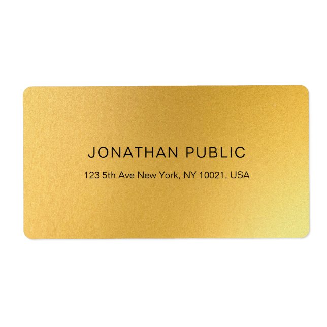 Étiquette Moderne Glamor Gold Plain Elegant Golden Shipping (Devant)