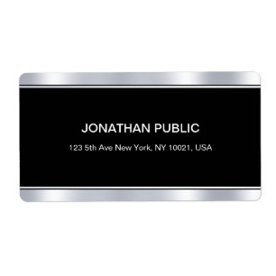 Étiquette Moderne Glamour noir argent Modèle élégant