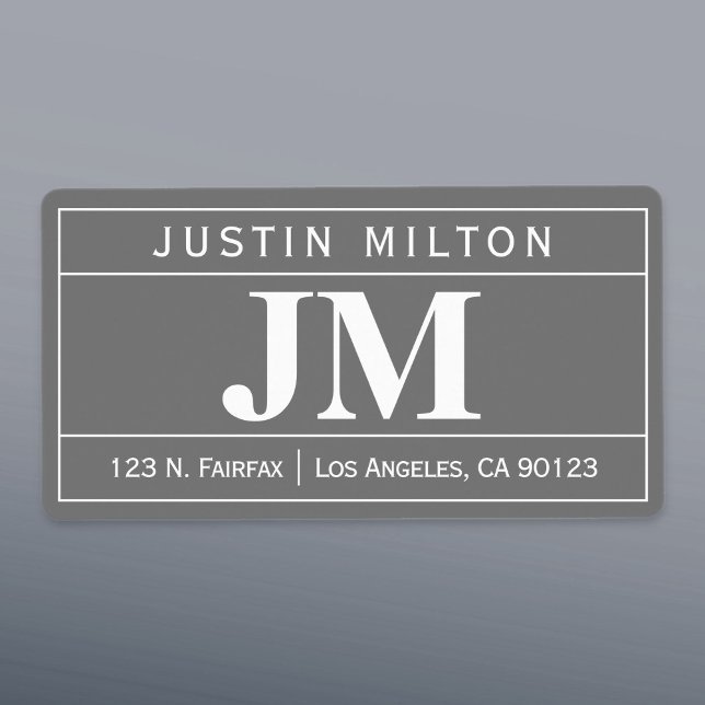 Étiquette Moderne Gras Professionnel | Gris et blanc (Créateur téléchargé)
