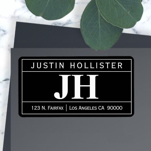 Étiquette Moderne Gras Professionnel | Noir et blanc (Créateur téléchargé)