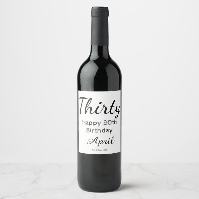 Étiquette moderne Happy 30th Birthday Wine Bottle (Devant)