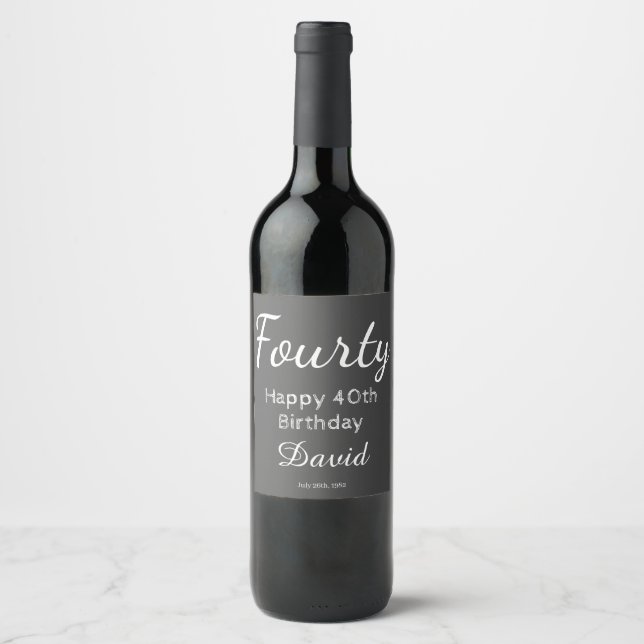 Étiquette moderne Happy 40th Birthday Wine Bottle (Devant)