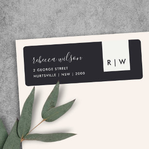 ÉTIQUETTE MODERNE MINIMAL NOIR ET BLANC MARIAGE SCANDI RETU