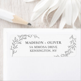 Étiquette Moderne minimaliste Laurel Mariage Adresse de reto