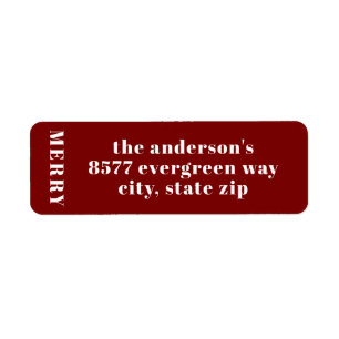 Étiquette Moderne minimaliste Red Merry Adresse de retour
