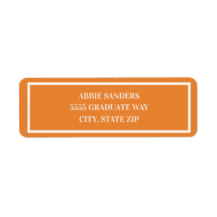 Étiquette Moderne Plaque Basique Orange et Blanc