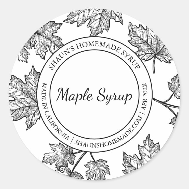 Étiquette Moderne pour Croquis au Sirop d'Érable (Devant)
