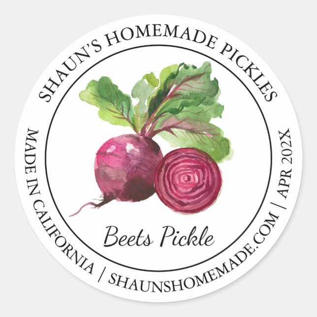 Étiquette moderne pour pickles de betteraves (Devant)