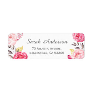 Étiquette Moderne Romantique Botanique Chic Fleurs roses