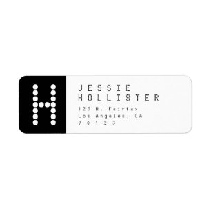 Étiquette Moderne unique   Adresse de retour noir et blanc