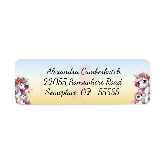 Étiquette Momma et bébé Pastel Unicorns (Devant)