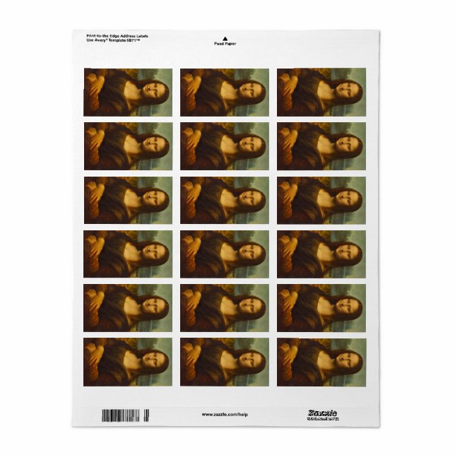 Étiquette Mona Lisa, La Joconde, 1503 par Leonardo da Vinci (Feuille entière)
