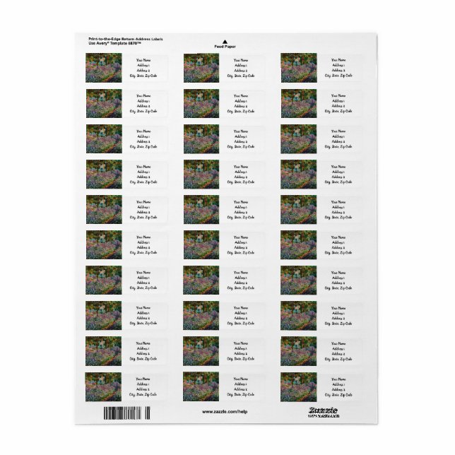 Étiquette Monet Le jardin de l'artiste à Giverny (Feuille entière)