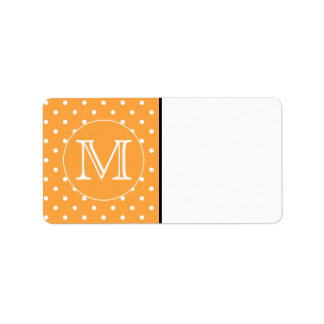 Étiquette Mongram de Custom. Orange et blanc Polka Dot.