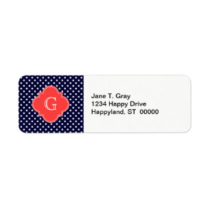 Étiquette Mongram de Navy White Polka