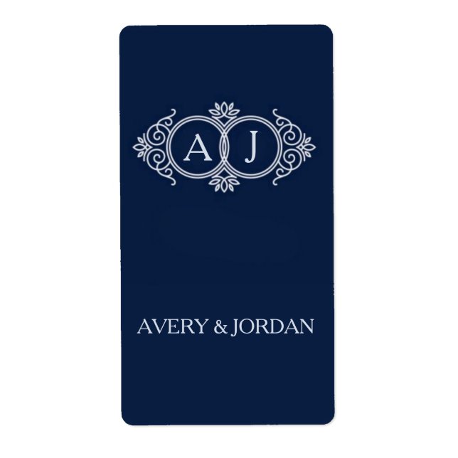 Étiquette Monogram initials wedding  frame minimal design  (Devant)