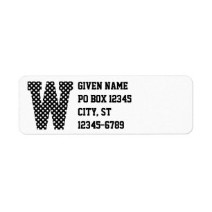 Étiquette Monogramme à points polka noirs et blancs