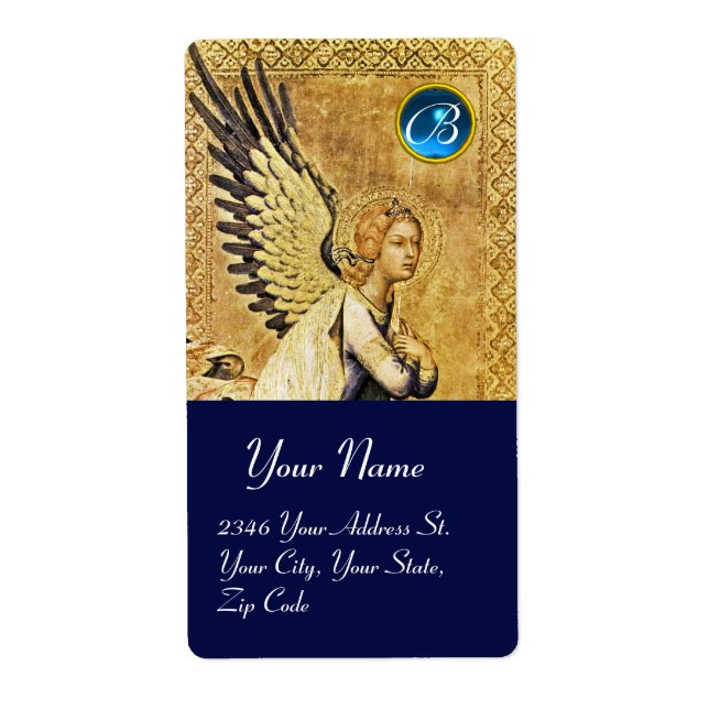 Étiquette MONOGRAMME ANGEL ANNONCIÉ, Sapphire Bleu (Devant)