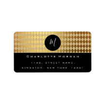 Monogramme Black White Gold Diamond RSVP