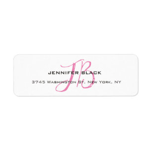 Étiquette Monogramme blanc rose couleur plaine minimaliste m
