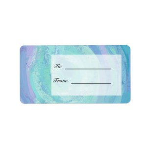Étiquette Monogramme Bleu Glacier