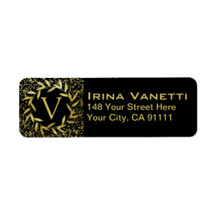 Étiquette Monogramme Cercle de Parties scintillant Feuille d