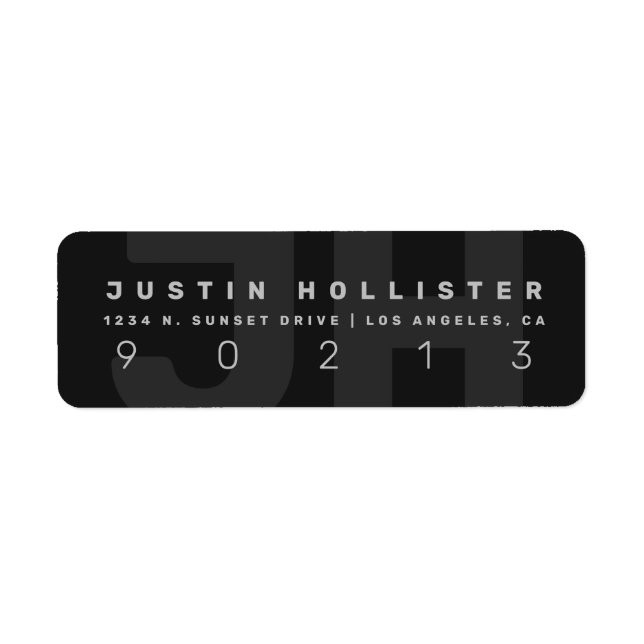 Étiquette Monogramme cool moderne | Dark Grays Adresse de re (Devant)