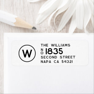 Étiquette Monogramme d'adresse de retour minimal moderne