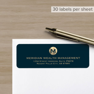 Étiquette Monogramme d'affaires moderne classique Adresse de