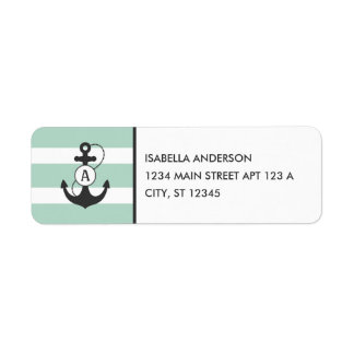 Étiquette Monogramme d'Ancre marine vert clair