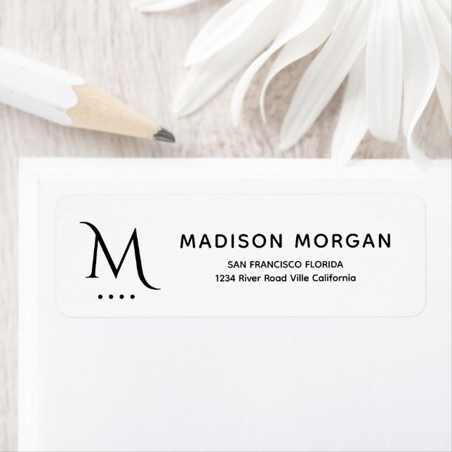 Étiquette Monogramme de base élégant Première presse à lettr (En situation)