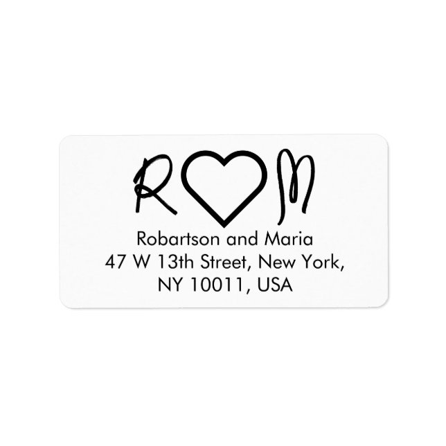 Étiquette Monogramme de cœur pour couple mignon Adresse de r (Devant)