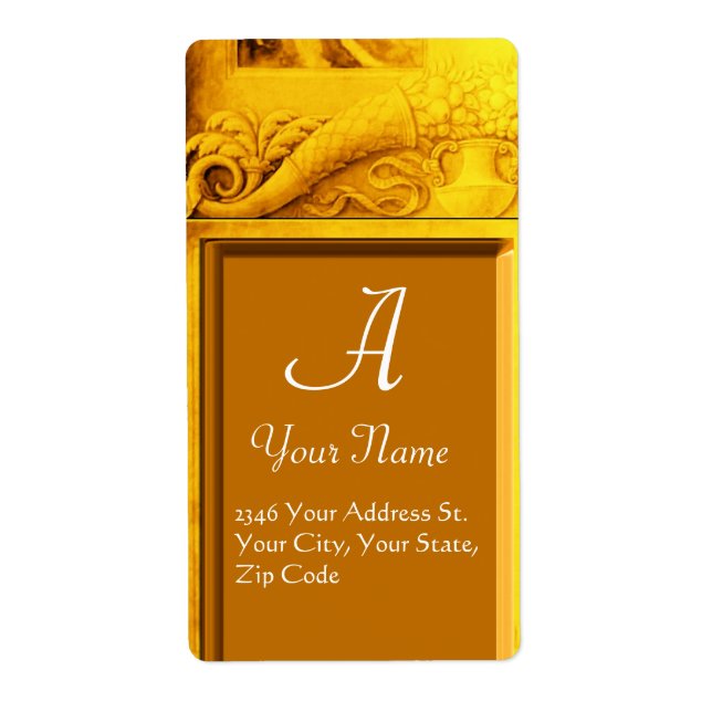 Étiquette MONOGRAMME DE CORNUCOPIE, jaune or clair (Devant)