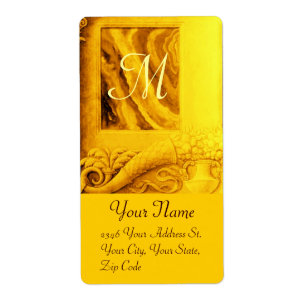 Étiquette MONOGRAMME DE CORNUCOPIE, jaune or clair