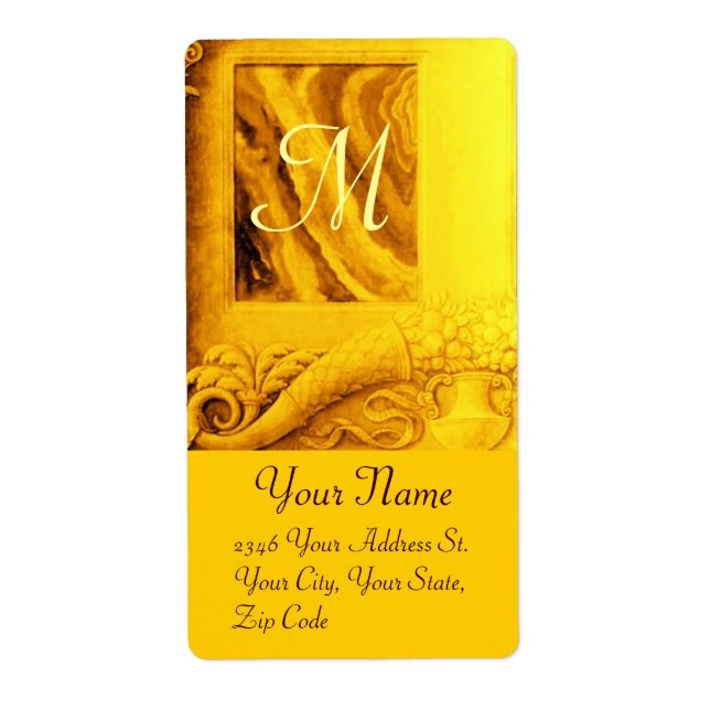 Étiquette MONOGRAMME DE CORNUCOPIE, jaune or clair (Devant)