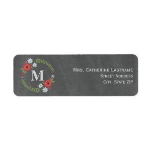 Étiquette Monogramme de couronne florale inspiré par le tabl