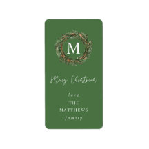 Monogramme de couronne verte Joyeux Noël