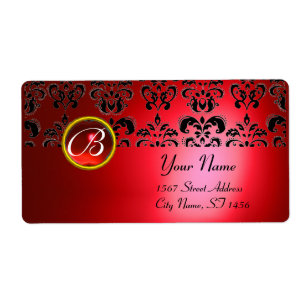 ÉTIQUETTE MONOGRAMME DE DOMMASQUES NOIR ROUGE, RUBY